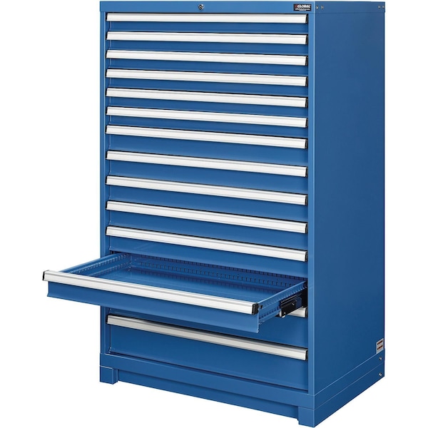 Global Industrial 14 Drawer Modular Cabinet, w/Lock, w/o Dividers, 36Wx24Dx57H Blue 298451BL - main